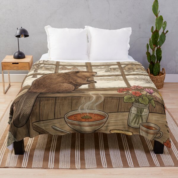 Item preview, Beaver by a Snowy Window and Cozy Lunch designed and sold by CoffeeinBloom.