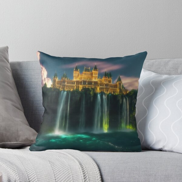 Item preview, "Majestic Korean Fantasy Castle: Floating Waterfall Island" designed and sold by CuteSlothWorld.