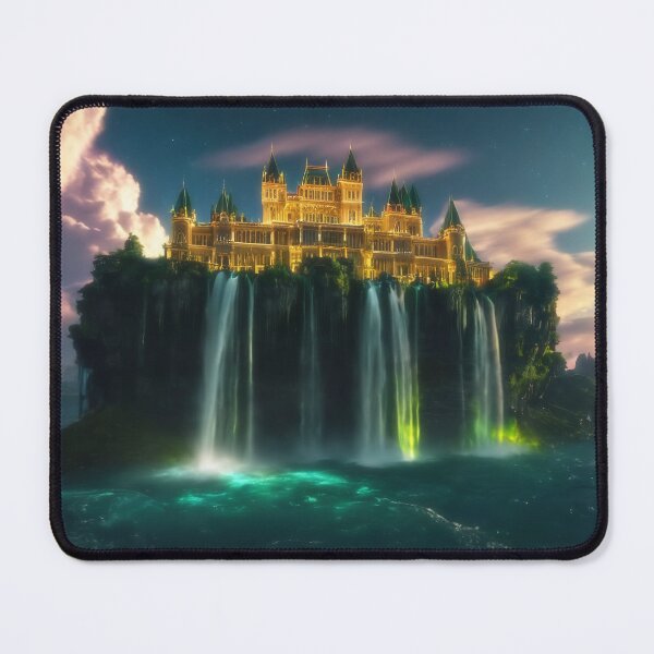 Item preview, "Majestic Korean Fantasy Castle: Floating Waterfall Island" designed and sold by CuteSlothWorld.