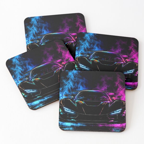 Item preview, Cyber Neon Hypercar Front View designed and sold by Gold&pixels.