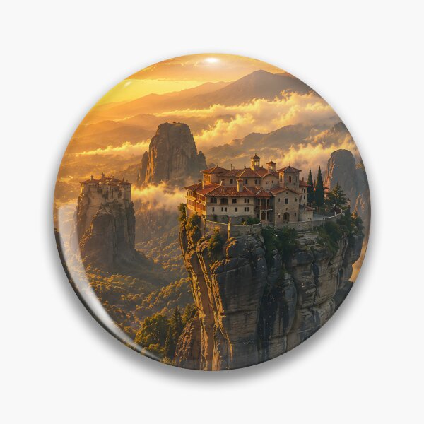 Item preview, Meteora Greece Vintage Travel Poster | Monasteries on Cliffs Retro Wall Art designed and sold by bauschberts.