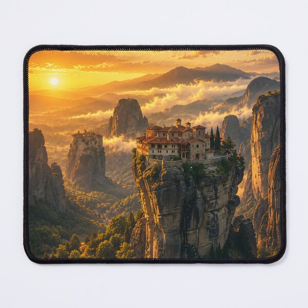 Item preview, Meteora Greece Vintage Travel Poster | Monasteries on Cliffs Retro Wall Art designed and sold by bauschberts.
