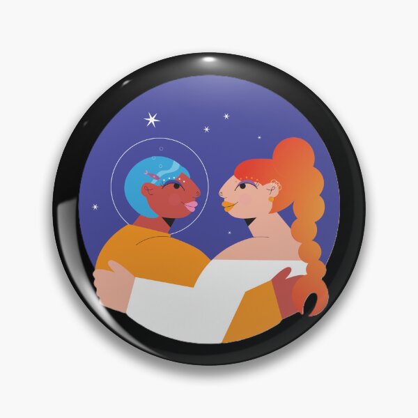 Item preview, Gemini Twins Zodiac Illustration Astronaut and Woman Portrait designed and sold by BuckaBaby.