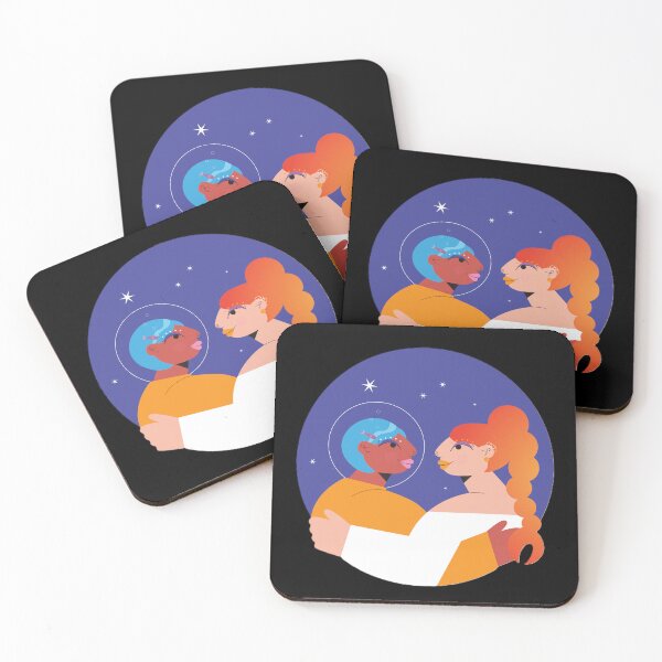 Item preview, Gemini Twins Zodiac Illustration Astronaut and Woman Portrait designed and sold by BuckaBaby.
