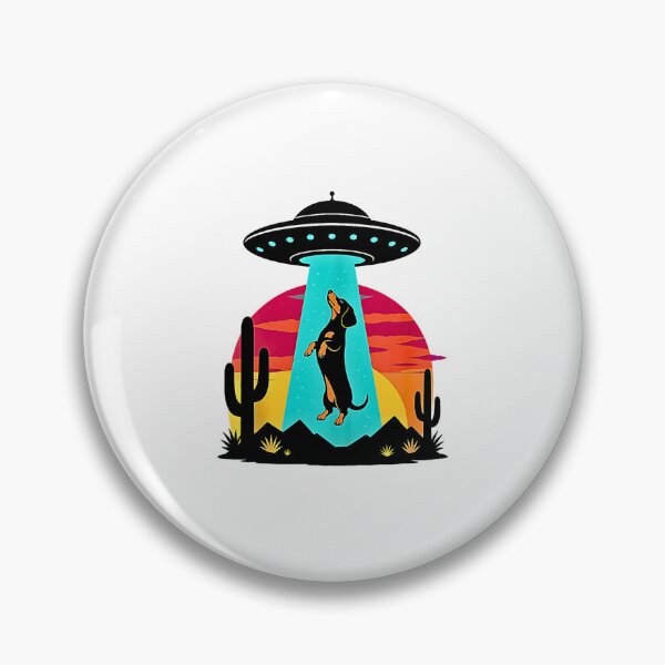 Item preview, Funny Dachshund UFO Alien Abduction Desert Sunset designed and sold by Rahamkshop.