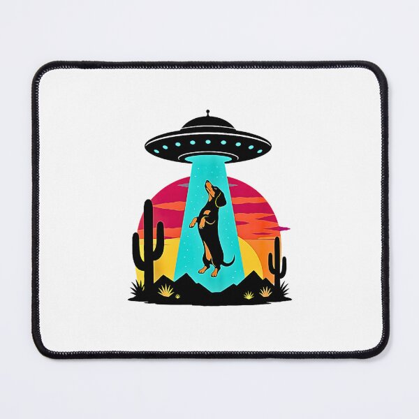 Item preview, Funny Dachshund UFO Alien Abduction Desert Sunset designed and sold by Rahamkshop.