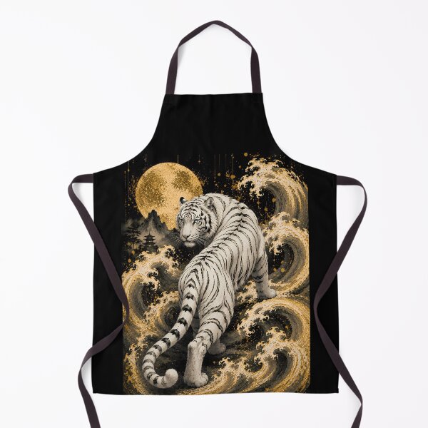 Item preview, White Tiger Moon Wave Relief Art | Embossed White Tiger Back View | Oriental Sculptural Wall Decor | Textured Wildlife Artwork | Majestic Tiger Home Decor | Zen Nature Art designed and sold by ManJiangHong.