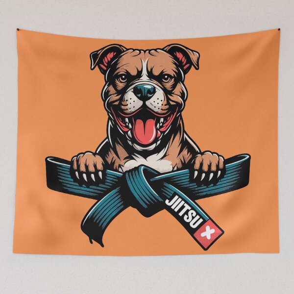 Item preview, Happy Bulldog Jiu Jitsu Blue Belt Mascot Art designed and sold by Outlet Raloel.