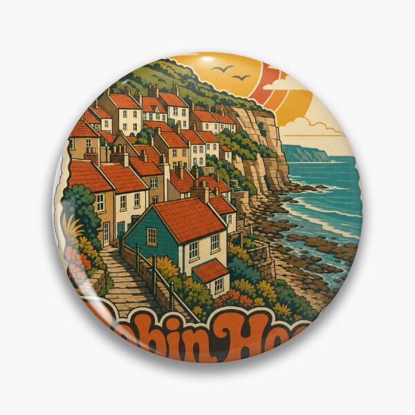 Item preview, Robin Hoods Bay England Travel Souvenir - Retro Illustration designed and sold by VisualArtsOasis.