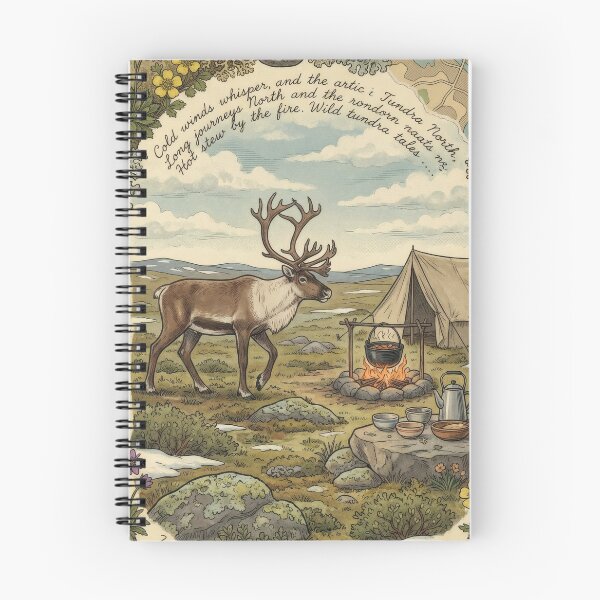 Item preview, Caribou Beside a Vintage Tundra Camp designed and sold by CoffeeinBloom.