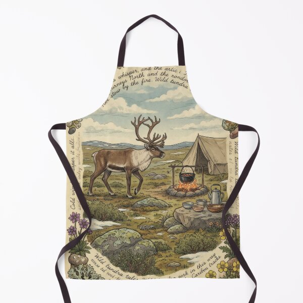 Item preview, Caribou Beside a Vintage Tundra Camp designed and sold by CoffeeinBloom.