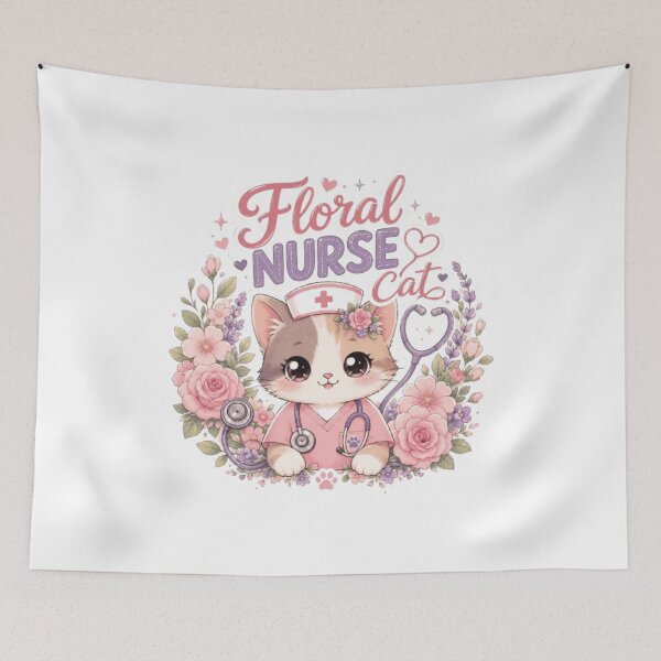 Item preview, Floral Cat Nurse | Cute Kawaii Nurse Cat T-Shirt | Cat Lover RN Gift designed and sold by 1PRINTORA1.