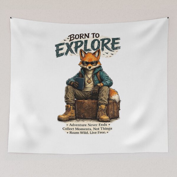 Item preview, Born to Explore Travel Fox Adventure designed and sold by ali prints.