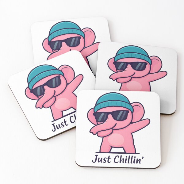 Item preview, Cute Pink Elephant Dabbing In Teal Beanie And Sunglasses designed and sold by RamsesLw.