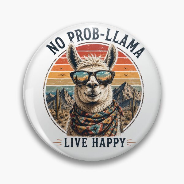 Item preview, No Prob-Llama Live Happy Retro Design designed and sold by TSshirtShoppe.