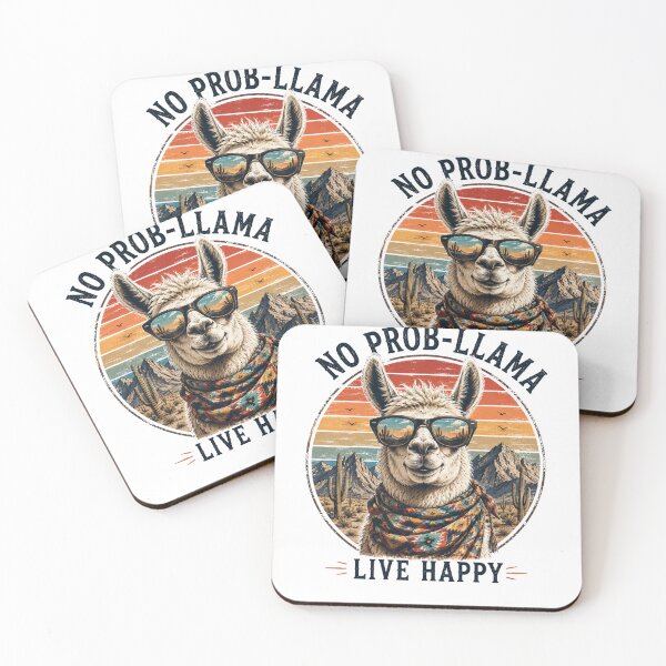 Item preview, No Prob-Llama Live Happy Retro Design designed and sold by TSshirtShoppe.