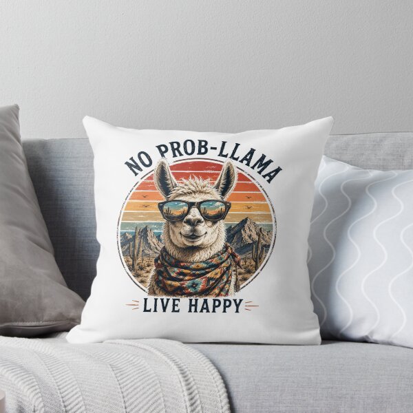 Item preview, No Prob-Llama Live Happy Retro Design designed and sold by TSshirtShoppe.