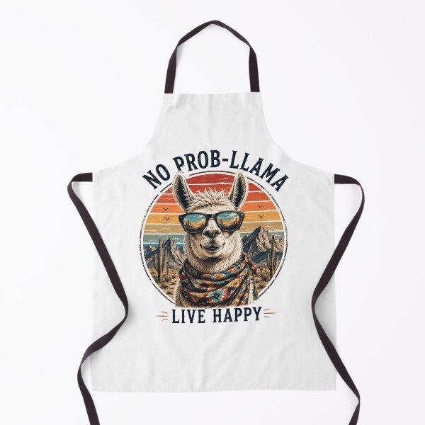 Item preview, No Prob-Llama Live Happy Retro Design designed and sold by TSshirtShoppe.