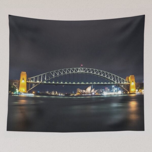 Item preview, Sydney Harbour Bridge at night designed and sold by CreationsNicB.