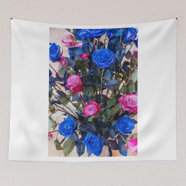 Item preview, Vibrant Blue And Pink Rose Bouquet With Dark Foliage Close-Up For Floral Decor designed and sold by Nmallia.