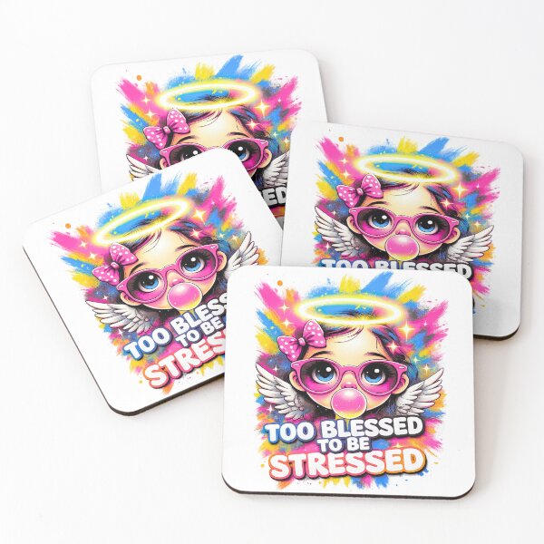 Item preview, Too Blessed to Be Stressed Angel Girl designed and sold by ShopUniverse.