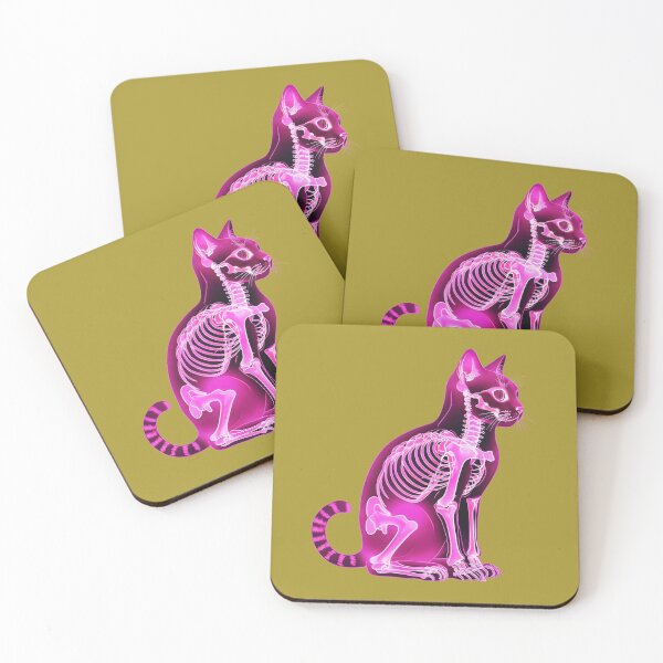 Item preview, Neon Pink Cat X-Ray Anatomy Art. designed and sold by MyHappyArtShop.