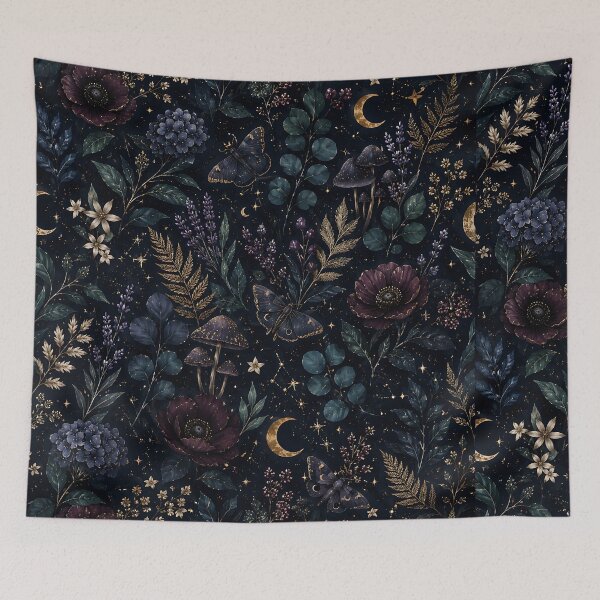 Item preview, Celestial Midnight Forest Botanical Pattern designed and sold by HUMANITY STUDIOS.