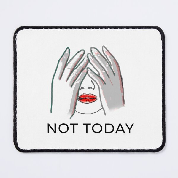 Item preview, Not Today – Minimalist Line Art Mood (Hands & Red Lips) designed and sold by ChiaraPagani.