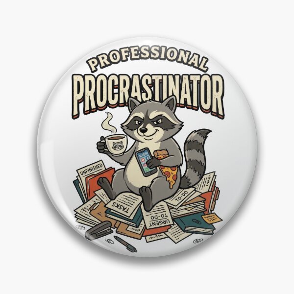 Item preview, Professional Procrastinator Funny Raccoon Office Humor Design designed and sold by PlumArtDesign.