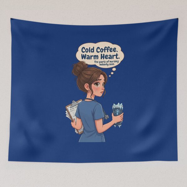 Item preview, Cold Coffee Warm Heart - Cute Disney Style Nurse Art designed and sold by Nurse Craft Studio.