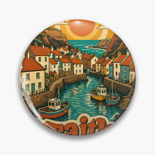 Item preview, Staithes England Travel Souvenir - Retro Illustration designed and sold by VisualArtsOasis.