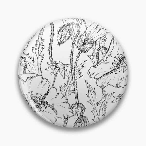 Item preview, Poppies Black and White Monochrome Flowers designed and sold by JHadfieldArt.