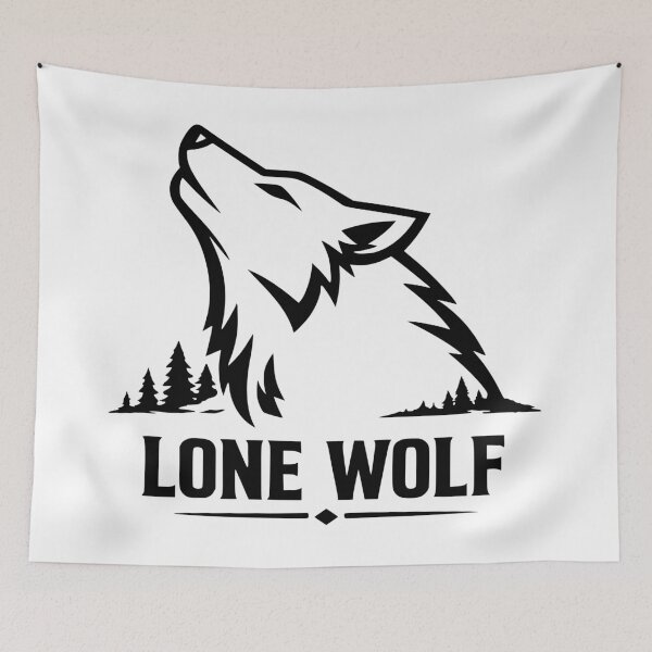 Item preview, Lone Wolf Wolf motif with nature silhouette designed and sold by Pommes im Bett.