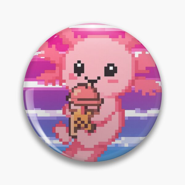Item preview, Axolotl Drinking Bubble Tea Pixel Art designed and sold by MTDesignLab.