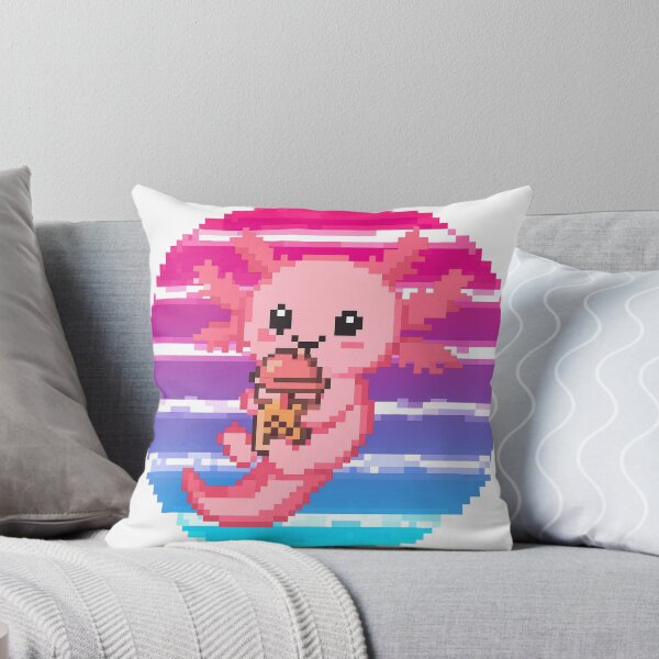 Item preview, Axolotl Drinking Bubble Tea Pixel Art designed and sold by MTDesignLab.