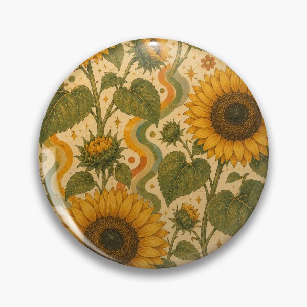 Item preview, Golden Retro Sunflowers – Groovy 70s Botanical Pattern designed and sold by MarekoraStudio.