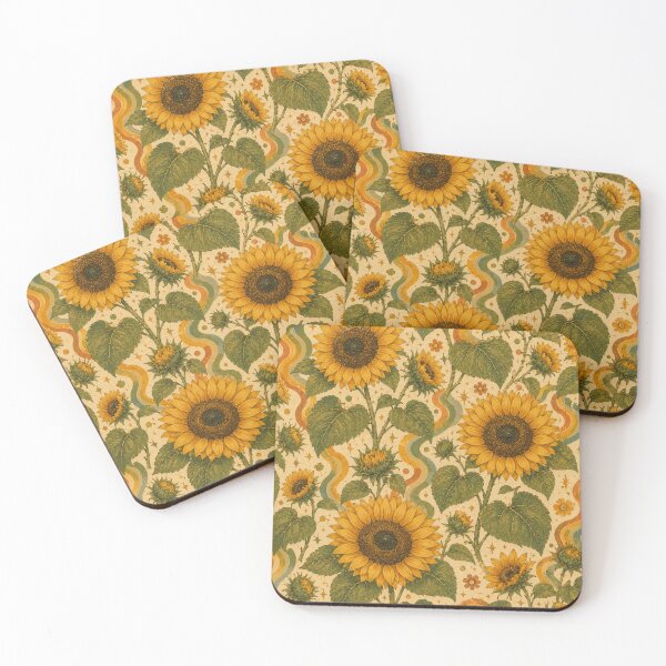 Item preview, Golden Retro Sunflowers – Groovy 70s Botanical Pattern designed and sold by MarekoraStudio.
