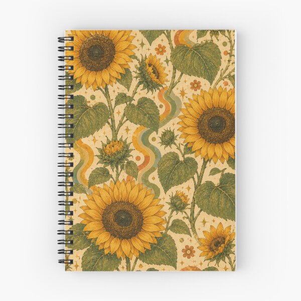 Item preview, Golden Retro Sunflowers – Groovy 70s Botanical Pattern designed and sold by MarekoraStudio.