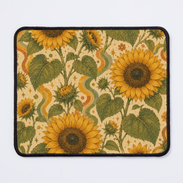 Item preview, Golden Retro Sunflowers – Groovy 70s Botanical Pattern designed and sold by MarekoraStudio.