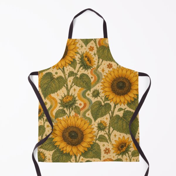 Item preview, Golden Retro Sunflowers – Groovy 70s Botanical Pattern designed and sold by MarekoraStudio.
