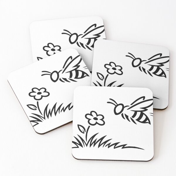 Item preview, Bee & Flower Minimalist Nature Motif designed and sold by Pommes im Bett.