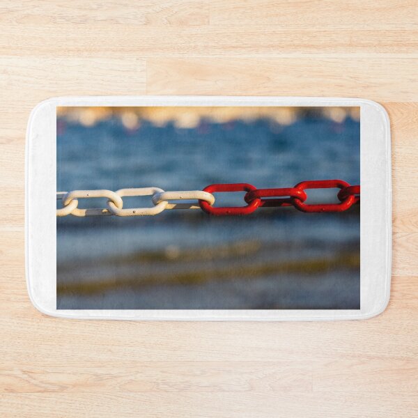 Item preview, Red and White Chain Link by the Sea Symbolizing Connection, Contrast and Nautical Boundary designed and sold by Nmallia.