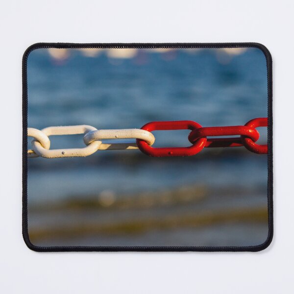 Item preview, Red and White Chain Link by the Sea Symbolizing Connection, Contrast and Nautical Boundary designed and sold by Nmallia.