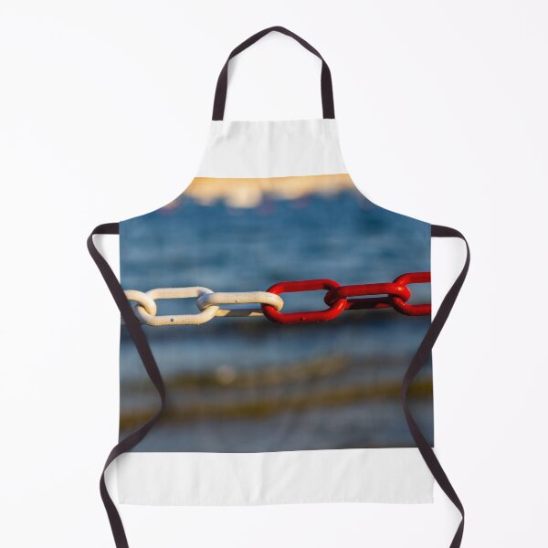 Item preview, Red and White Chain Link by the Sea Symbolizing Connection, Contrast and Nautical Boundary designed and sold by Nmallia.