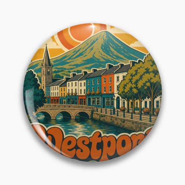 Item preview, Westport Ireland Travel Souvenir - Retro Illustration designed and sold by VisualArtsOasis.