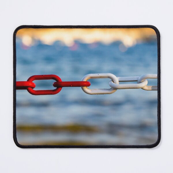 Item preview, Red and White Chain Link by the Sea Symbolizing Connection, Contrast and Nautical Boundary designed and sold by Nmallia.