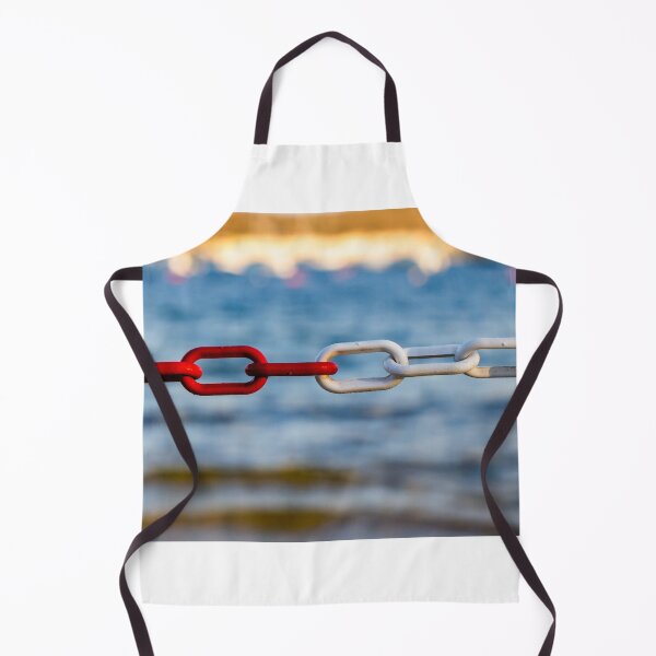Item preview, Red and White Chain Link by the Sea Symbolizing Connection, Contrast and Nautical Boundary designed and sold by Nmallia.