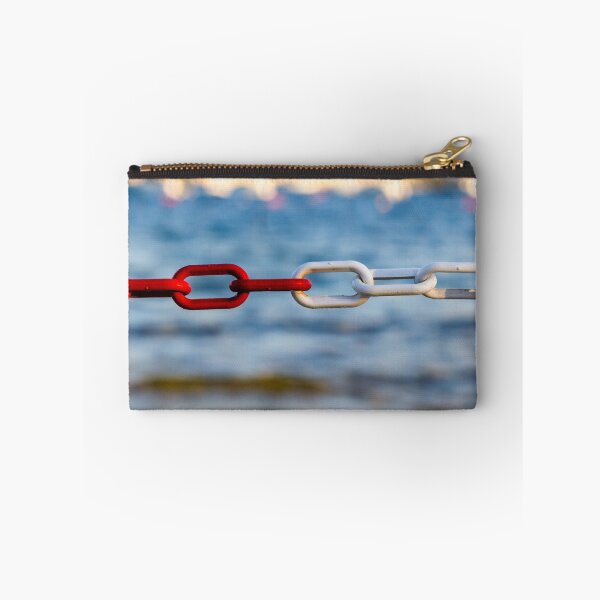 Item preview, Red and White Chain Link by the Sea Symbolizing Connection, Contrast and Nautical Boundary designed and sold by Nmallia.