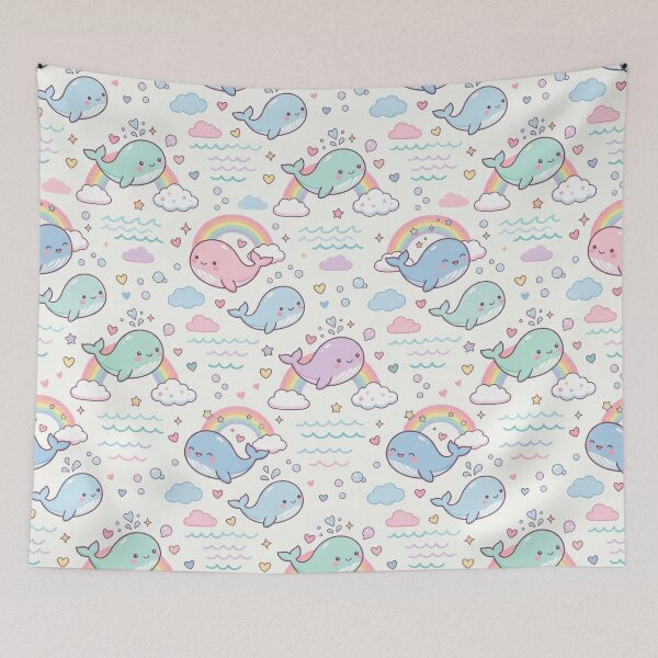 Item preview, Cute Kawaii Whale Rainbow Pattern designed and sold by Shivi-designs.
