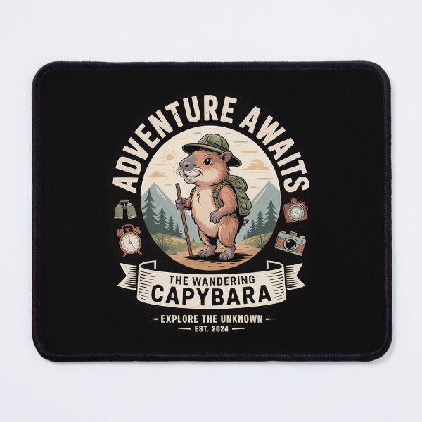 Item preview, Adventure Awaits Capybara Hiking Vintage Outdoor designed and sold by MizoX7.